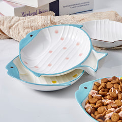 Fish-shaped Ceramic Plate Cat Food Feeding Bowl